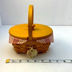 Longaberger Basket & Hanging Charm 1999 American Cancer Society Handwoven USA